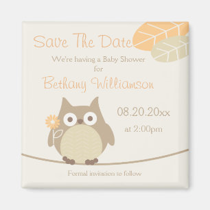 Owl Baby Shower Save The Date Neutral Gender Magnet