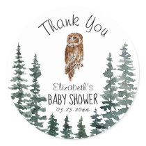 Owl Baby Shower Thank You Classic Round Sticker