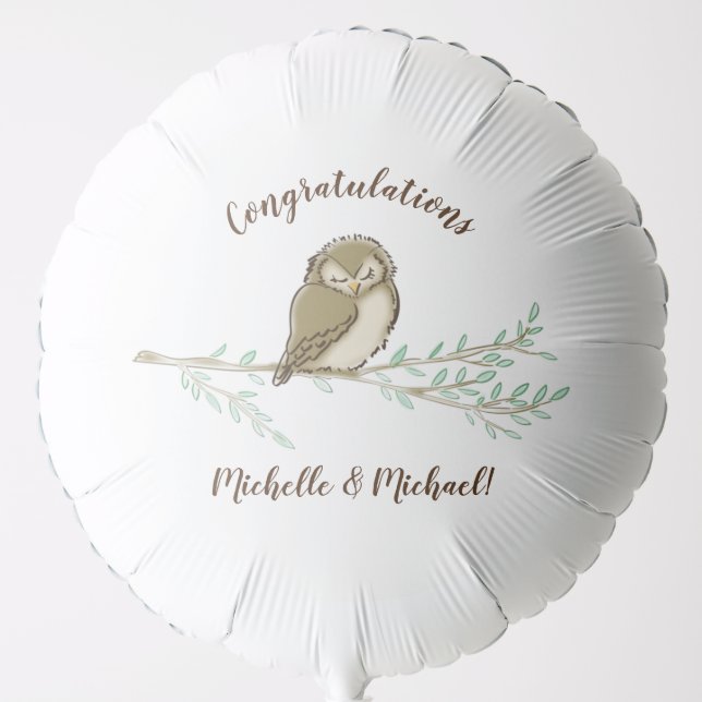 Owl Baby Shower Woodland Balloon (Front)