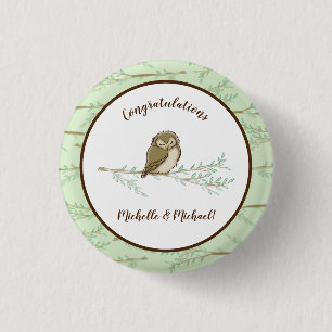 Owl Baby Shower Woodland Button