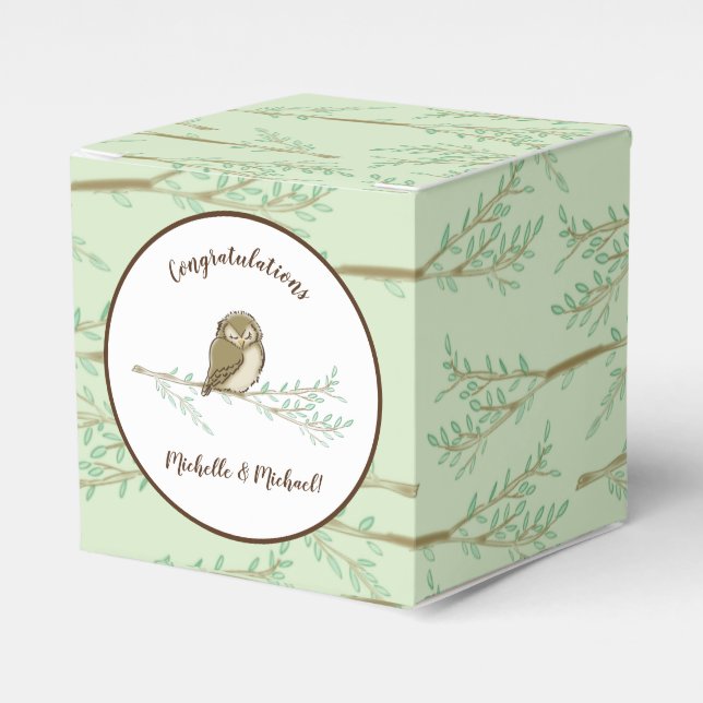 Owl Baby Shower Woodland Favor Boxes (Front Side)