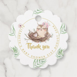 Owl Baby Thank You Gift Tags Favors Boy Girl