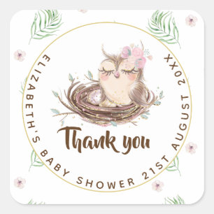 Owl Baby Thank You Gift Tags Favors Boy Girl