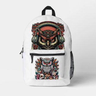 Owl Backpack – Colorful Owl Art & Headphones Desig