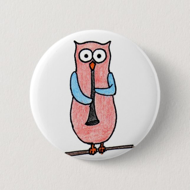 Owl Badge Pinback Button (Front)