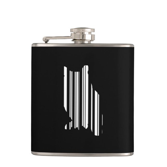 OWL BAR CODE Bird Barcode Avian Design Pattern Flask (Front)