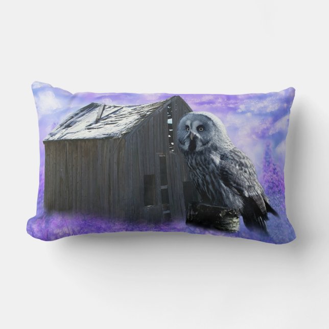 Owl Barn Shed Lumbar Pillow (Front)