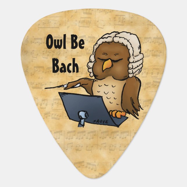 Owl Be Bach Funny Guitar Picks (Front)
