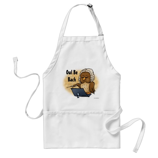Owl Be Bach Funny Owl Cartoon Adult Apron (Front)