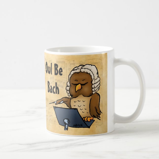 Owl Be Bach Funny Owl Cartoon Coffee Mug (Right)