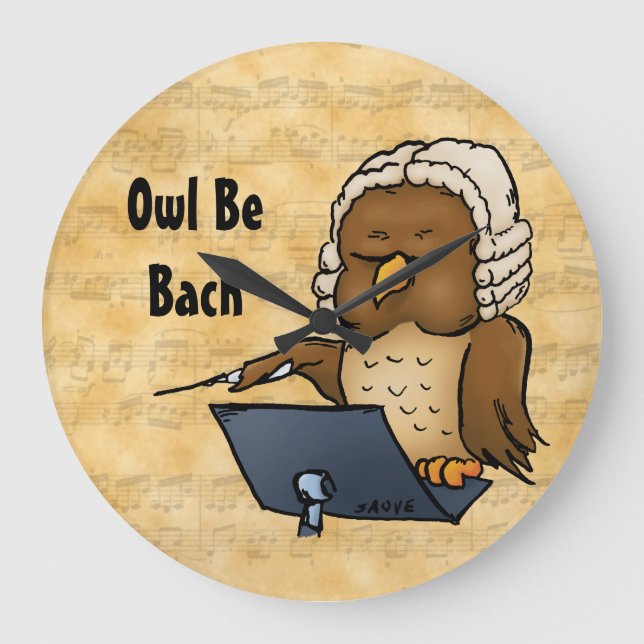 Owl Be Bach Large Clock (Front)