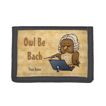 Owl Be Bach Personalized Funny Cartoon Wallet by BastardCard at Zazzle