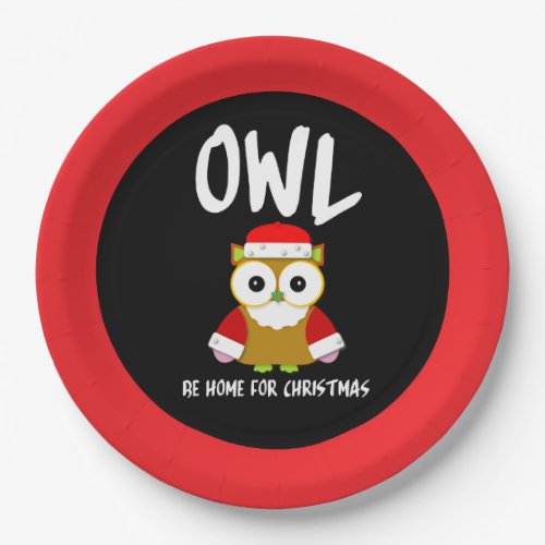 Owl Be Home for Christmas Cartoon Paper Plates