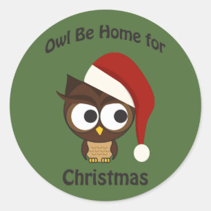 Owl be home for Christmas! Classic Round Sticker