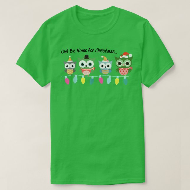 Owl Be Home For Christmas Merry Xmas Pajama Family T-Shirt (Design Front)