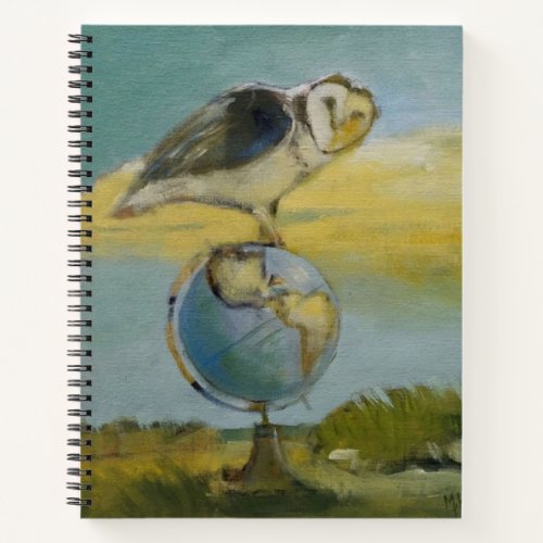 Owl Beach Earth Globe Bird Wildlife Painting Notebook