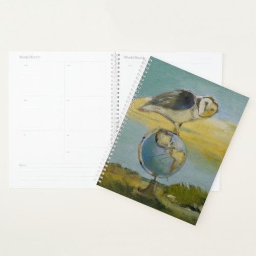 Owl Beach Earth Globe Bird Wildlife Painting Planner