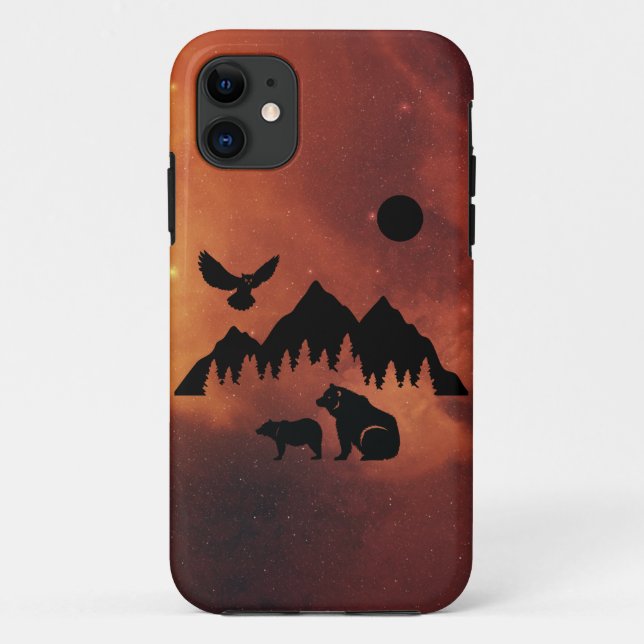 Owl, Bears and Mountain Case-Mate iPhone Case (Back)