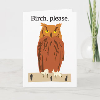 Owl Birch Please Blank Greeting Card