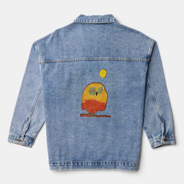 Owl Bird "Art by Kids" Denim Jacket (Back)