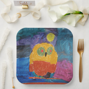 Owl Bird "Art by Kids" Paper Plates