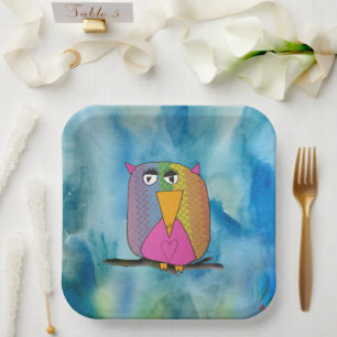 Owl Bird "Art by Kids" Paper Plates
