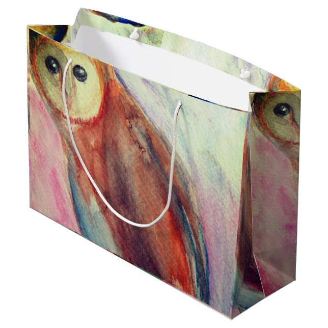 Owl Bird Art  Large Gift Bag (Back Angled)