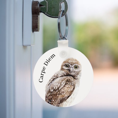 Owl bird Carpe Diem Keychain