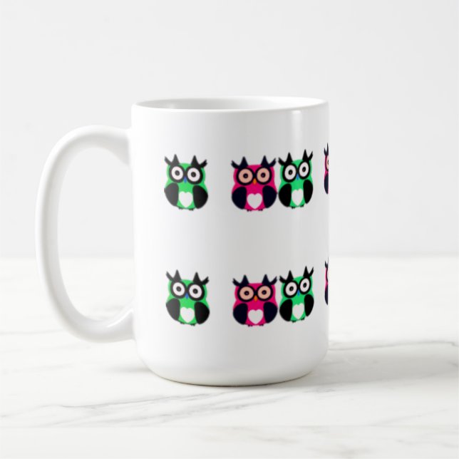 owl, bird, cartoon owl coffee mug (Left)