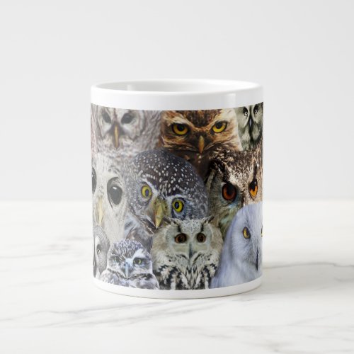 Owl Bird Collage Big Coffee Mug