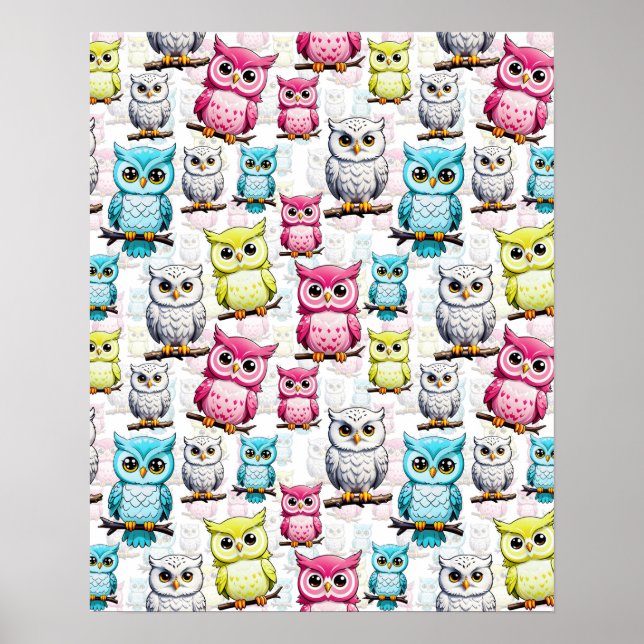 Owl Bird Colorful Design  Poster (Front)