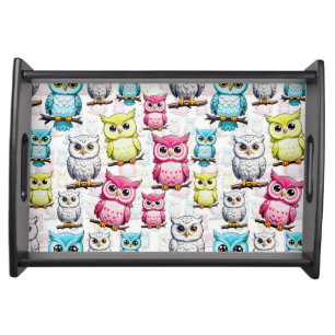 Owl Bird Colorful Design Serving Tray