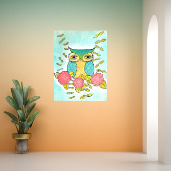 Owl Bird Garden Forest Watercolor Ink Art Print by Pip_Gerard at Zazzle