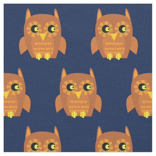 Owl Bird Kid Baby Nursery Navy Blue Fabric