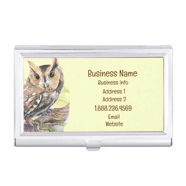 Owl, Bird, Nature, Wilderness, Environment Busines Business Card Case (Front)