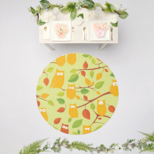 owl bird pattern wild cartoon outdoor area rug
