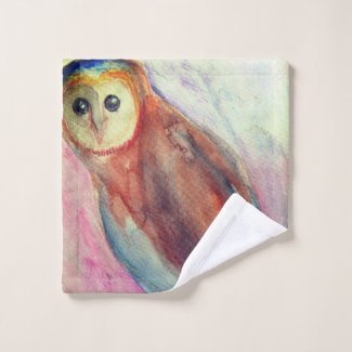 Owl Bird Watercolor art  Bath Towel Set