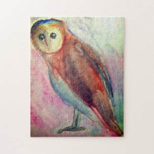 Owl Bird Watercolor art  Jigsaw Puzzle