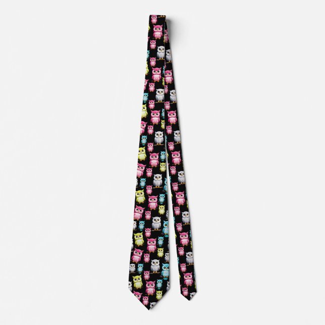 Owl Birds Cute Design  Neck Tie (Front)
