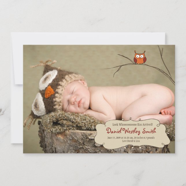 Owl Birth Announcement (Front)