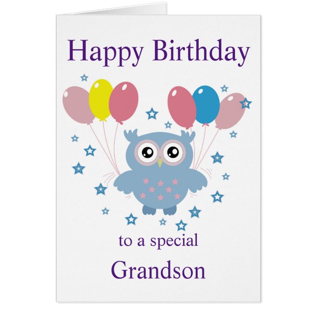 Owl Birthday Card for Grandparents (Front)
