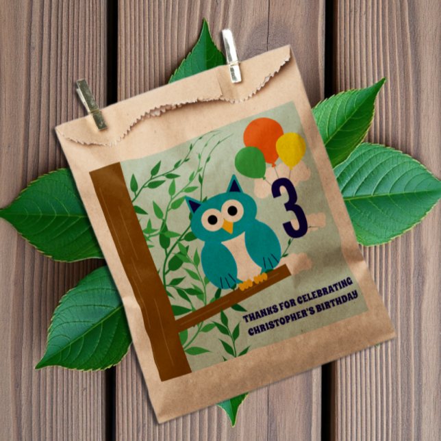 Owl Birthday Favor Bag (Creator Uploaded)