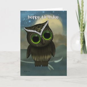 Owl Birthday Greeting Card, Fantasy Night Owl Card