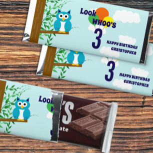 Owl Birthday Hershey Bar Favors