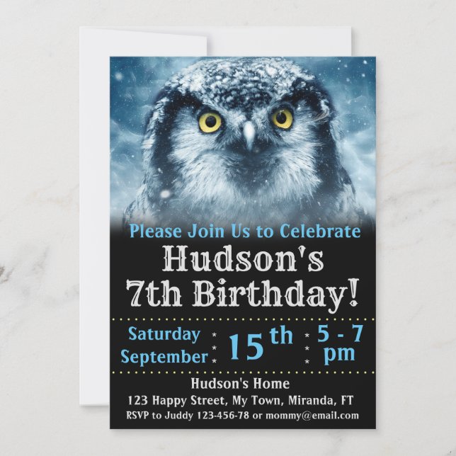 Owl Birthday Invitation (Front)