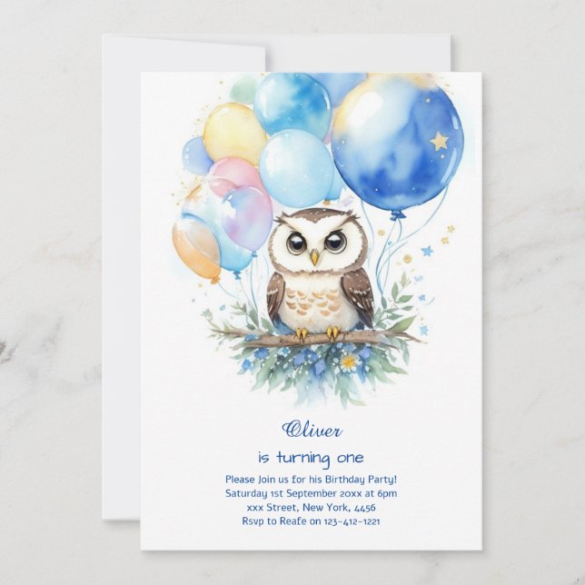 Owl Birthday Invitation (Front)