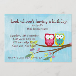 Owl birthday invitation