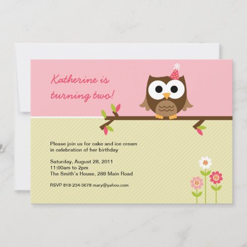 Owl Birthday Invitation