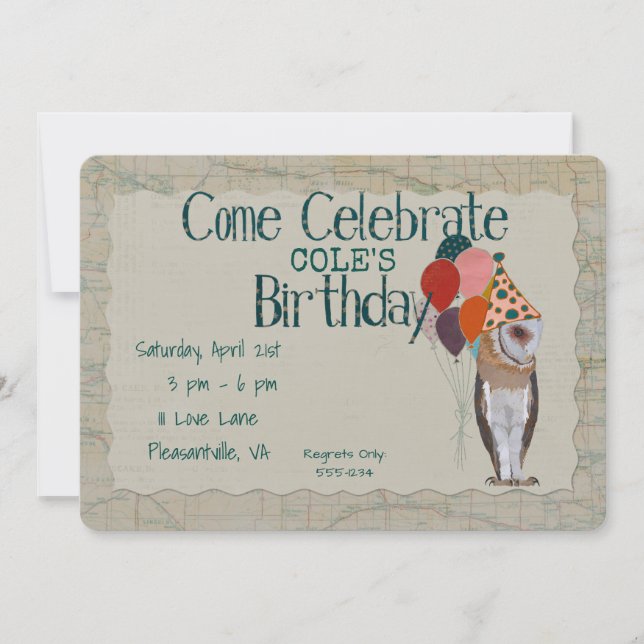 OWL  Birthday Invitation (Front)