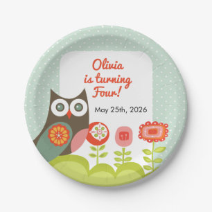 Owl Birthday Invitation for Kids Paper Plates